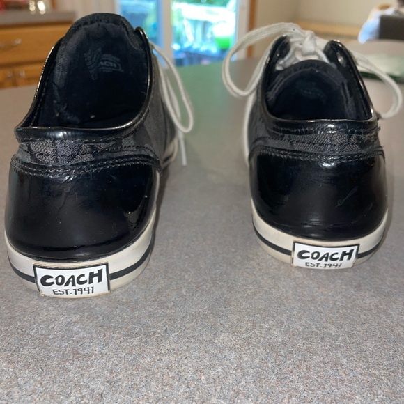 Coach Women's Folly Black Signature Logo Canvas Stripe Sneaker Size US 6 - Picture 4 of 6